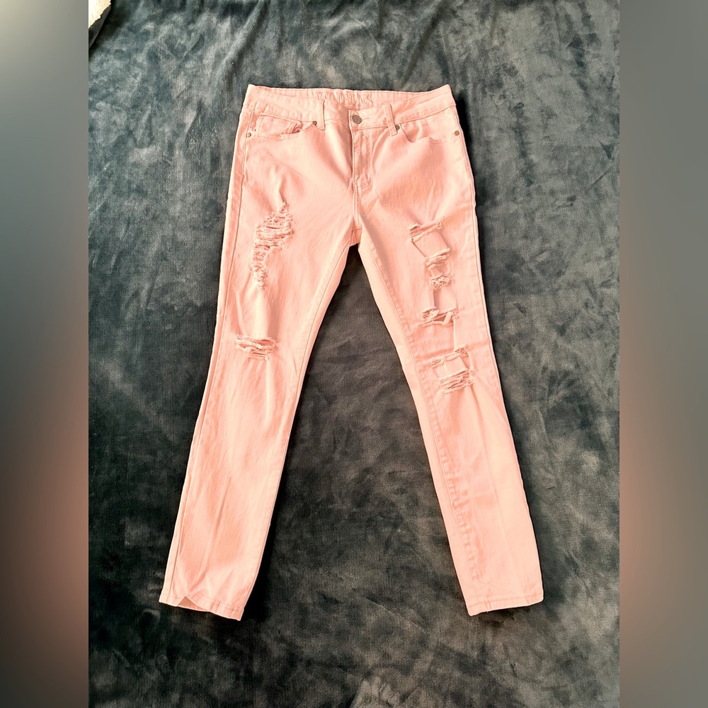 Adorable VIP Jeans Pink Distressed Skinny Jeans